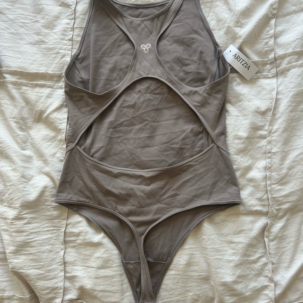 Aritzia Taupe Cutout Bodysuit